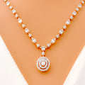 Shimmering Open Oval Diamond + 18k Gold Necklace Set 