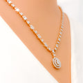 Shimmering Open Oval Diamond + 18k Gold Necklace Set 