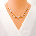 Palatial Graduating Drop Diamond + 18k Gold Necklace Set 