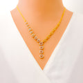 Asymmetrical Radiant Round Diamond + 18k Gold Necklace Set