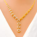 Asymmetrical Radiant Round Diamond + 18k Gold Necklace Set