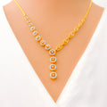 Asymmetrical Radiant Round Diamond + 18k Gold Necklace Set