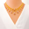 Extravagant Royal Drop Diamond + 18k Gold Necklace Set 