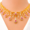 Extravagant Royal Drop Diamond + 18k Gold Necklace Set 