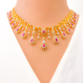 Extravagant Royal Drop Diamond + 18k Gold Necklace Set 