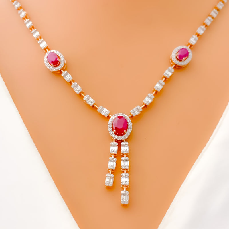 Charming Chic Diamond + 18k Rose Gold Necklace Set 