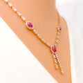 Charming Chic Diamond + 18k Rose Gold Necklace Set 
