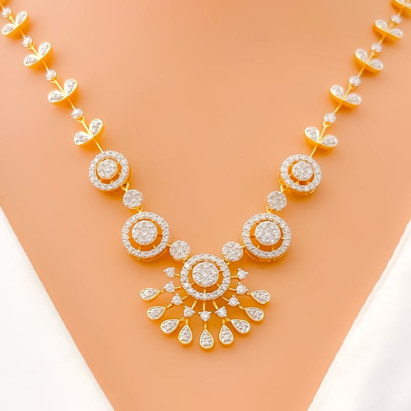 Fascinating Floral Diamond + 18k Gold Necklace Set 