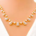 Modern Multi-Drop Diamond + 18k Gold Necklace Set 