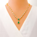 Sophisticated Sparkling Diamond + 18k Gold Drop Necklace Set 