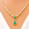 Sophisticated Sparkling Diamond + 18k Gold Drop Necklace Set 