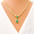 Sophisticated Sparkling Diamond + 18k Gold Drop Necklace Set 