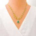 Brilliant Artistic Floral Drop Diamond + 18k Gold Necklace Set 