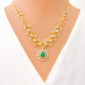 Brilliant Artistic Floral Drop Diamond + 18k Gold Necklace Set 