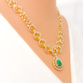 Brilliant Artistic Floral Drop Diamond + 18k Gold Necklace Set 