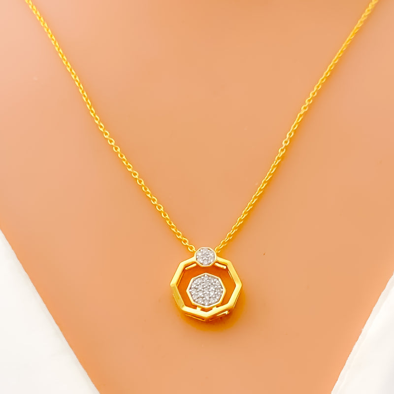 Ornate Octagonal Diamond + 18k Gold Necklace Set