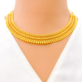 Elegant Floral Marquise Line 22k Gold Necklace Set 