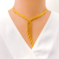 Bold Stunning Hanging Chain 22K Gold Necklace Set