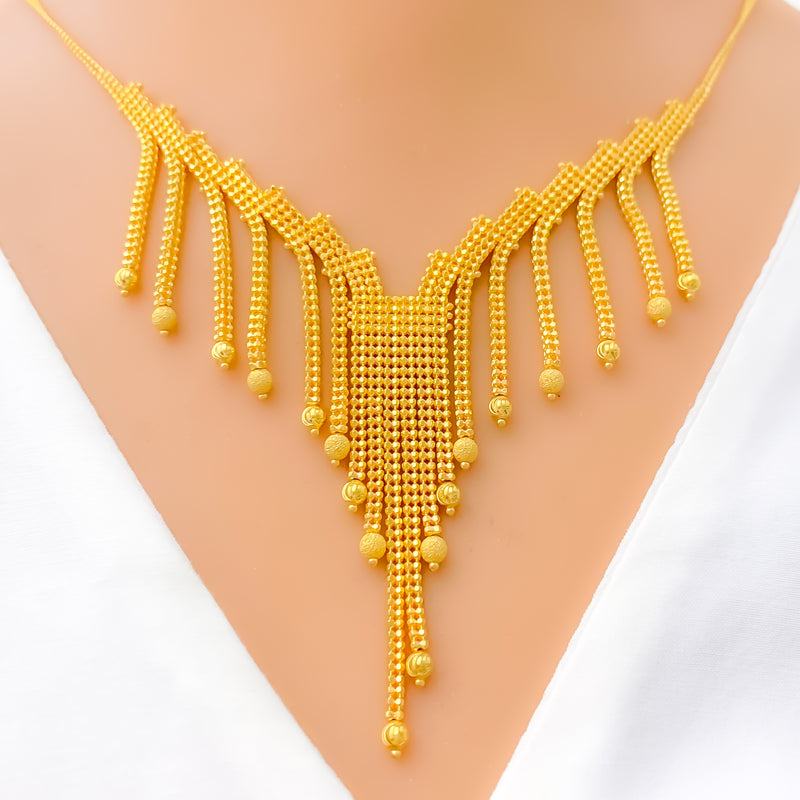 Unique Dangling Chain 22K Gold Necklace Set