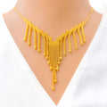 Unique Dangling Chain 22K Gold Necklace Set