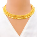 Upscale Floral Lined 22k Gold Necklace Set 