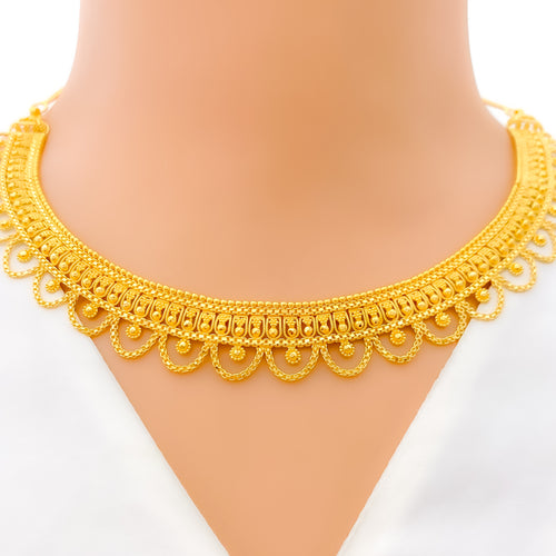 Radiant Laced Floral 22k Gold Necklace Set 