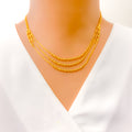 Chic Triple Layered 22K Gold Necklace Set