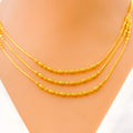 Chic Triple Layered 22K Gold Necklace Set