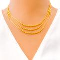 Chic Triple Layered 22K Gold Necklace Set