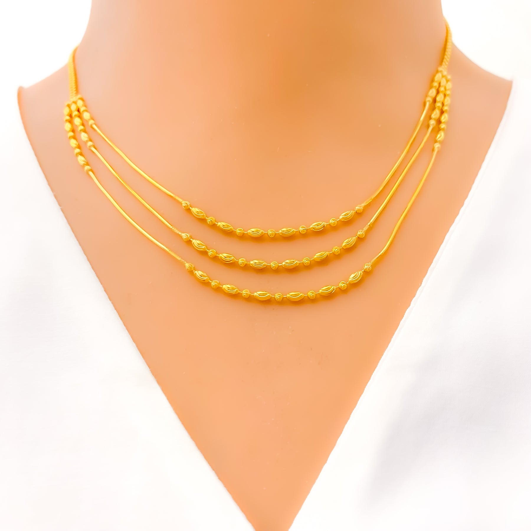 Contemporary Double Layered 22KT Gold Necklace