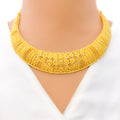 Impressive Beaded Semi Choker 22k Gold Necklace Set 