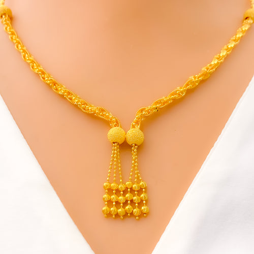 Fancy Twisted Rope 22K Gold Necklace Set