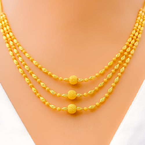 Sparkling Posh 22K Gold Three Lara Necklace Set