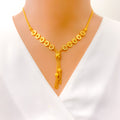 Sleek Sparkling Dangling Orb 22k Gold Necklace Set