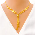 Sleek Sparkling Dangling Orb 22k Gold Necklace Set