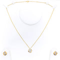 Ornate Octagonal Diamond + 18k Gold Necklace Set