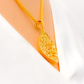 Netted Leaf Adorned 22K Gold Pendant Set