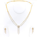 Graceful Hanging Drop Diamond + 18k Gold Necklace Set 