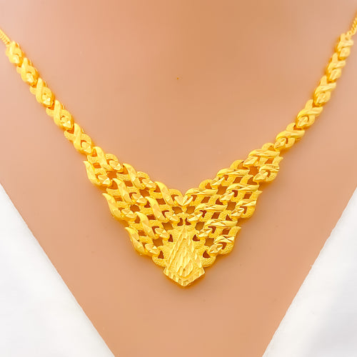 Infinity V Shaped 22k Gold Necklace