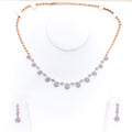 Palatial Graduating Drop Diamond + 18k Gold Necklace Set 