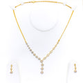 Asymmetrical Radiant Round Diamond + 18k Gold Necklace Set
