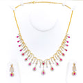 Extravagant Royal Drop Diamond + 18k Gold Necklace Set 