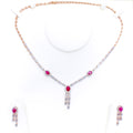 Charming Chic Diamond + 18k Rose Gold Necklace Set 