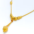 Bright Wavy Sand Finished 22k Gold Necklace 