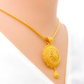 Charming Netted Floral Bead 22k Gold Pendant Set