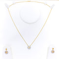 Majestic Round Diamond + 18k Gold Necklace Set 