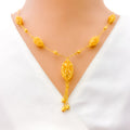 Netted Floral Marquise 22k Gold Necklace