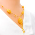 Netted Floral Marquise 22k Gold Necklace
