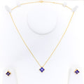 Classy Floral Diamond + 18k Gold Necklace Set 