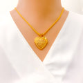 Fashionable Fancy 22K Gold Heart Pendant Set